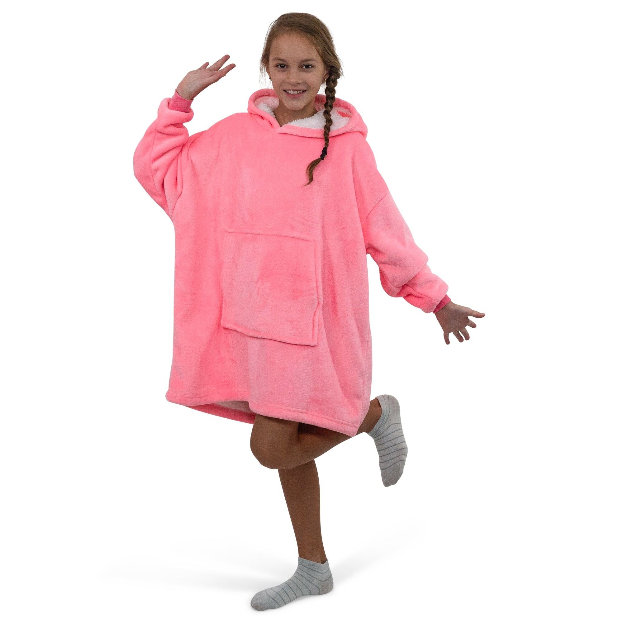 Coperta con cappuccio Smileify™ - Rosa scuro - Bambini