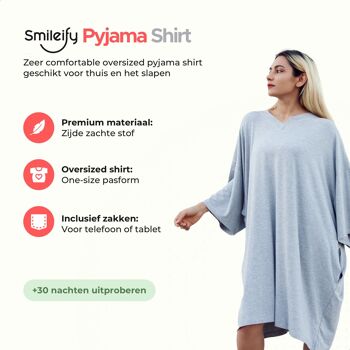 Chemise de nuit pyjama Smileify™ Premium - Gris 2