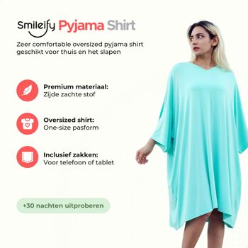 Chemise de nuit pyjama Smileify™ Premium - Bleu menthe 2