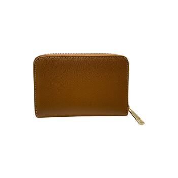 PORTE FEUILLE CUIR  15 CM OCRE SAFIANO 1