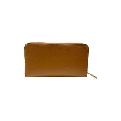 LEATHER WALLET 20 CM OCRE SAFIANO