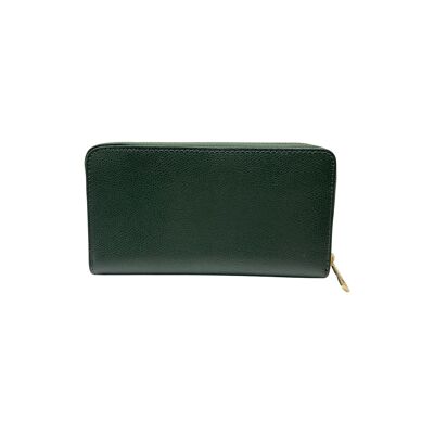 LEATHER WALLET 20 CM OLIVE GREEN SAFIANO