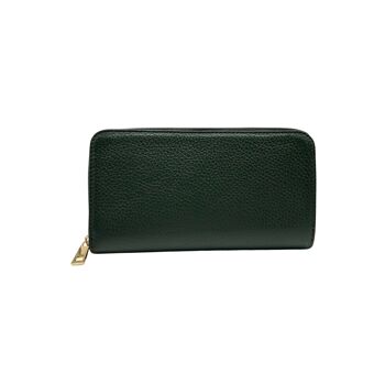 PORTE FEUILLE CUIR 20 CM VERT OLIVE 1