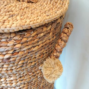 Panier à linge pour enfants avec visage d'ours en peluche KIYOWO en jacinthe d'eau panier tressé avec couvercle 5