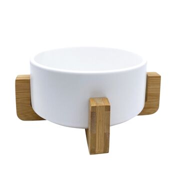 Mangeoire en céramique avec structure en bambou Caillou 35