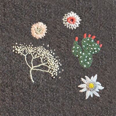 SOS Small Hole Plant Embroidery & Repair KIT to repair holes, tears, stains and sprinkle your clothes and interior textiles with varied and colorful plants. Threads and designs included. For all nature lovers!