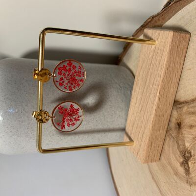 “Red wild carrot” earrings