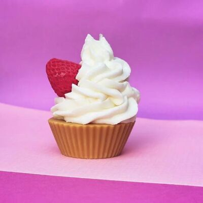 Gourmet strawberry cupcake candle