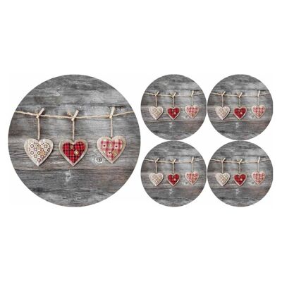 Conjunto Sottopiatto Cuori + Sottobicchieri En Feltro Bertoni