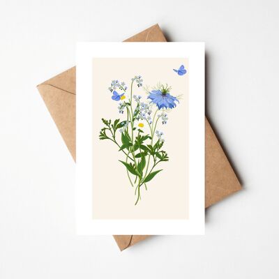 “L’envolée bleue” card and envelope