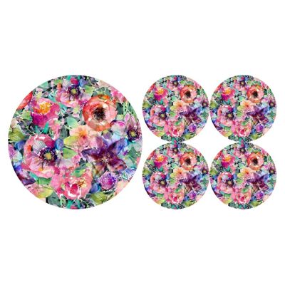 Flora Set Underplate + Coasters In Felt Bertoni