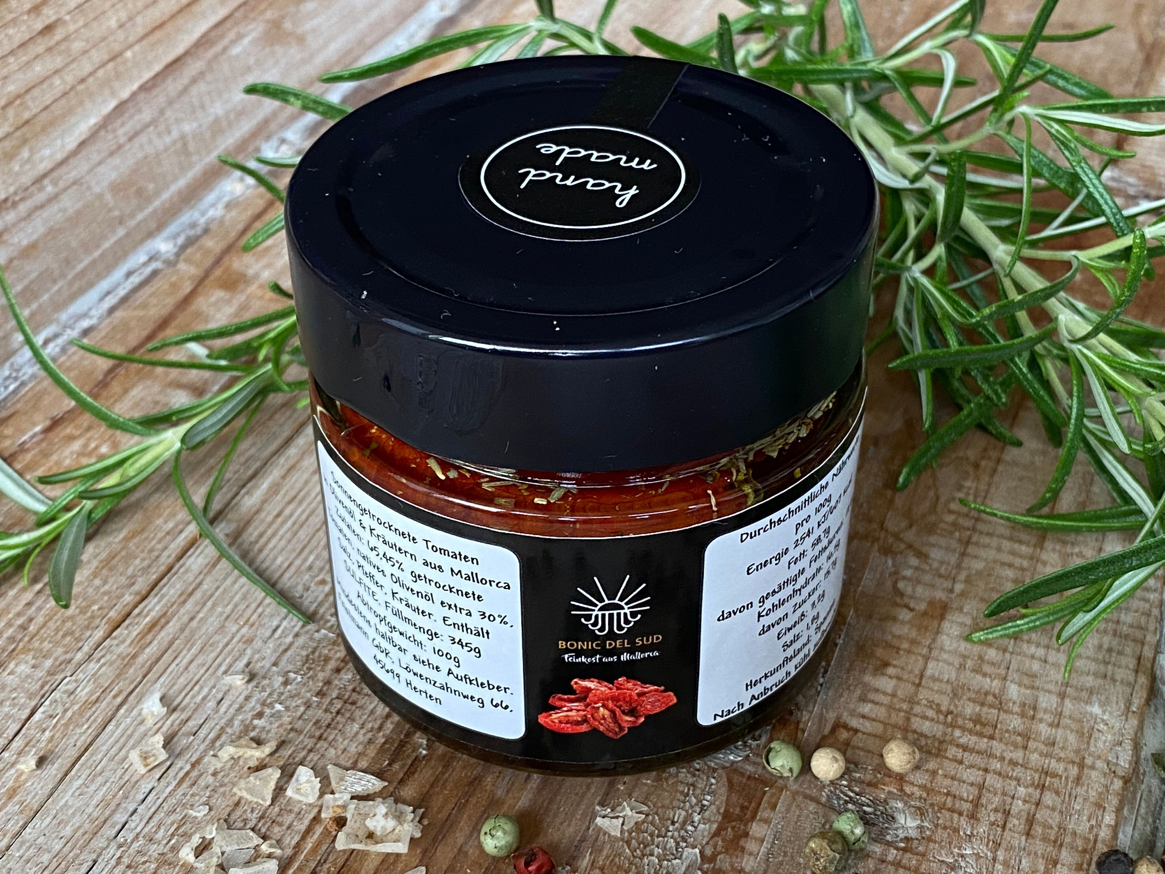 POMODORI SECCHI SOTT'ACETO IN OLIO EXTRA VERGINE DI OLIVA DI SANTANYI-MALLORCA