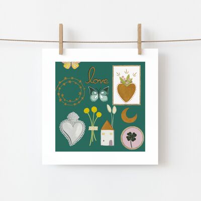 “Luck and love” card and envelope