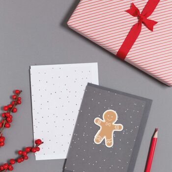 Carte avec autocollant en vinyle bonhomme en pain d'épice - carte de vœux comprenant un autocollant en vinyle amovible, une carte et un cadeau en un 3