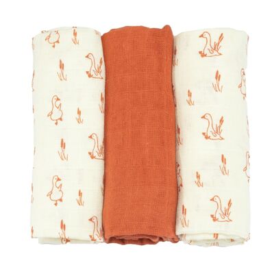 Set of 3 swaddles 70*70cm - geese