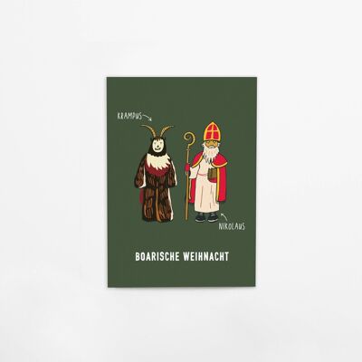 Postkarte aus dicker Bierdeckelpappe “Boarische Weihnacht”