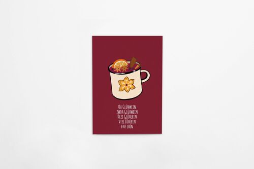 Postkarte aus dicker Bierdeckelpappe “Glühwein“