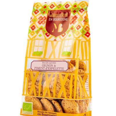 Organic Onion and Espelette Pepper Aperitif Biscuits - Individual bag of 110g