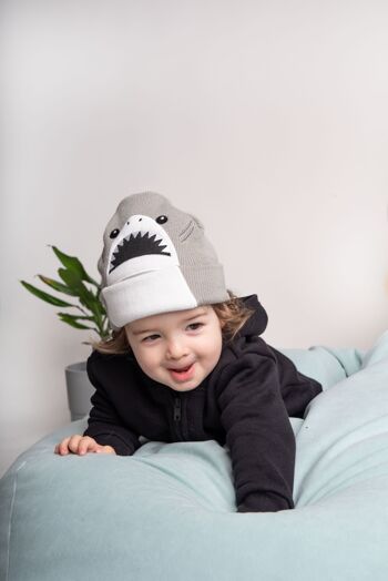 koaa – Harald le requin – Bonnet mascotte gris/blanc 5