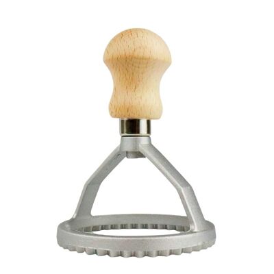 Ravioli cutter/stamp - Round - 8 cm - Aluminum - wooden handle - Made in Italy