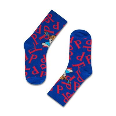 koaa – Pippi Longstocking “P” – Easy Socks blue/red