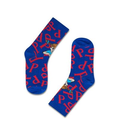koaa – Pippi Calzaslargas “P” – Easy Socks azul/rojo