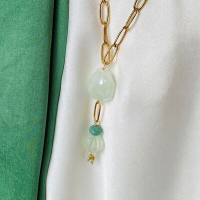 Opportune necklace, aquamarine, fluorite & green agate (SCHOP11)