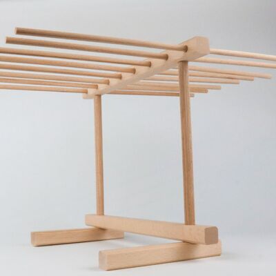 Pastaficio Pasta Drying Rack Large - Beech Wood - Collapsible - 16 Arms - 36cm x 30cm