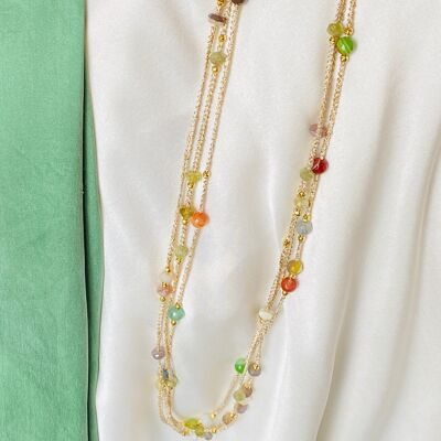 Oriane long necklace, multico agate (SOP12)