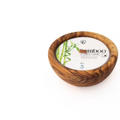 Bamboo Scented Candle in Olive Wood Pot