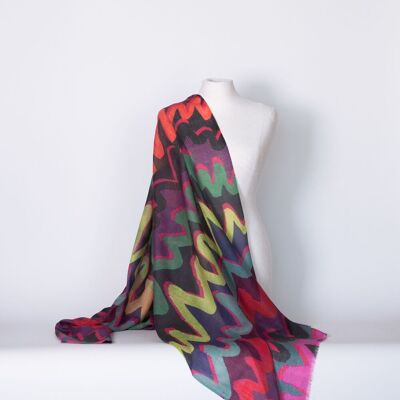 ÉCHARPE - SHAWLS – SCARF made of pure virgin wool graffiti