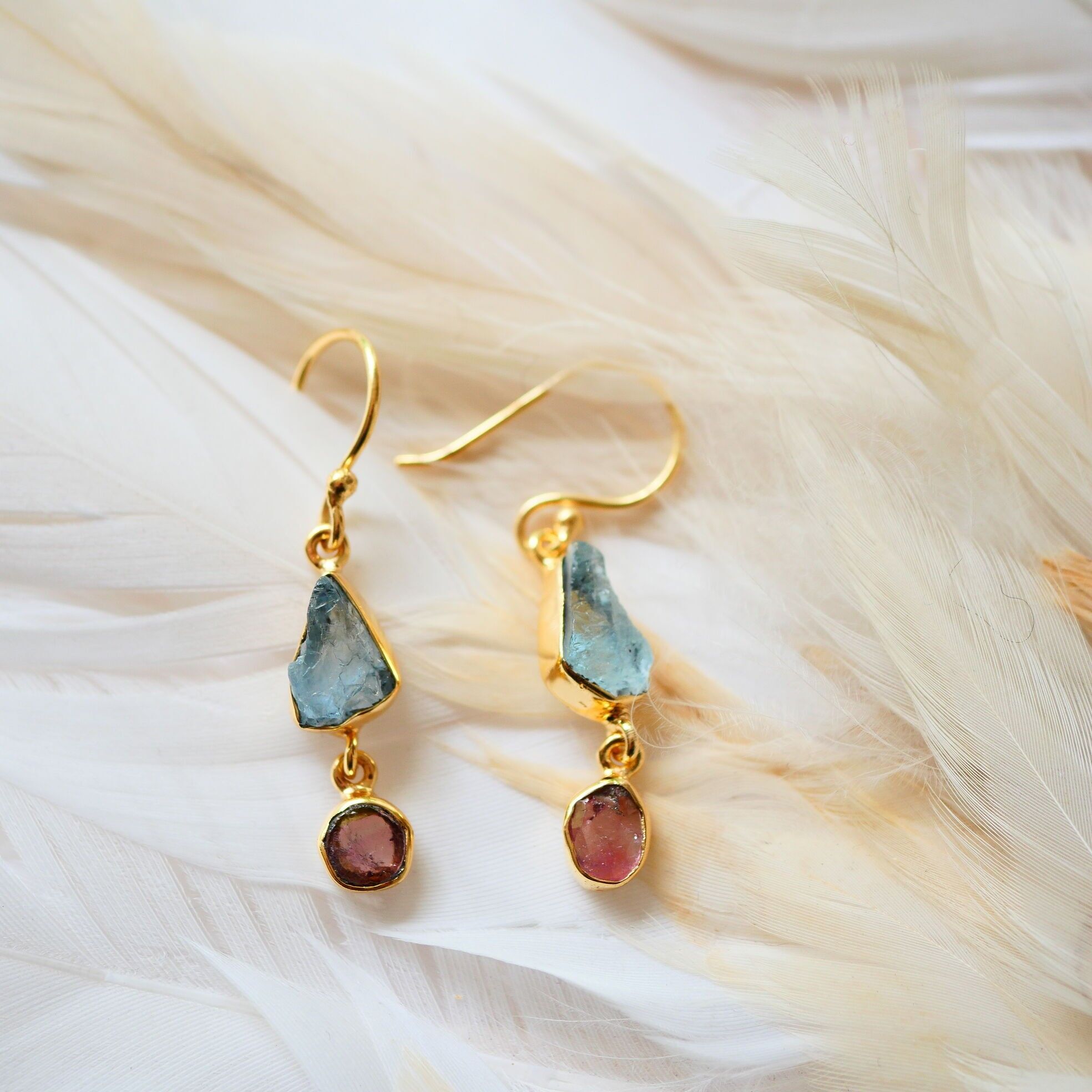 Orecchini Amodini con acquamarina e tormalina