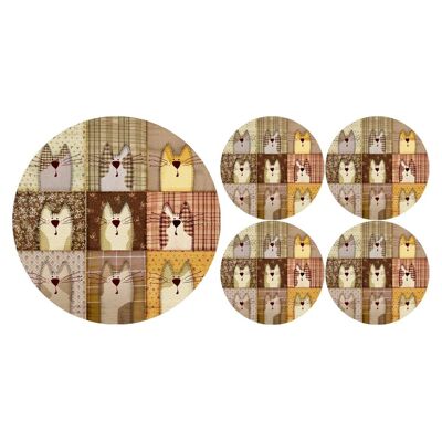 Prexo Beige Conjunto Sottopiatto + Sottobicchieri En Feltro Bertoni