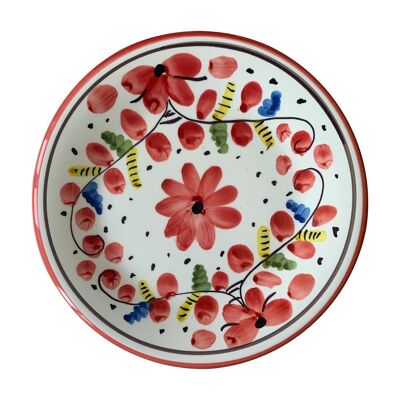 Sorrento model red flower plates - Hand painted - Made in Italy
