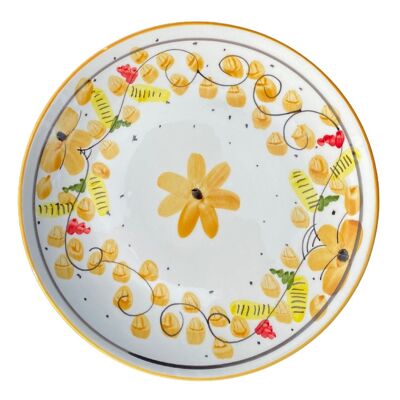 Venezia model yellow flower plate - Hand painted - Made in Italy