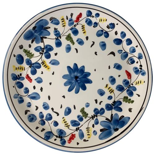 Assiettes à fleur bleue modèle Capri - Peinte à la main - Made in Italy