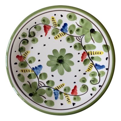 Genova model green flower plates - Hand painted - Made in Italy
