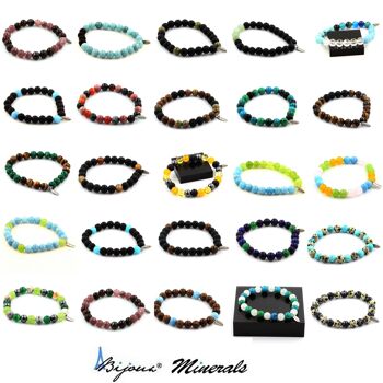 Bracelet Perles Rubis de Mogok, Myanmar + Emeraude de Zambie + Saphir de Mogok, Myanmar 8 mm. Fabriqué en France 4