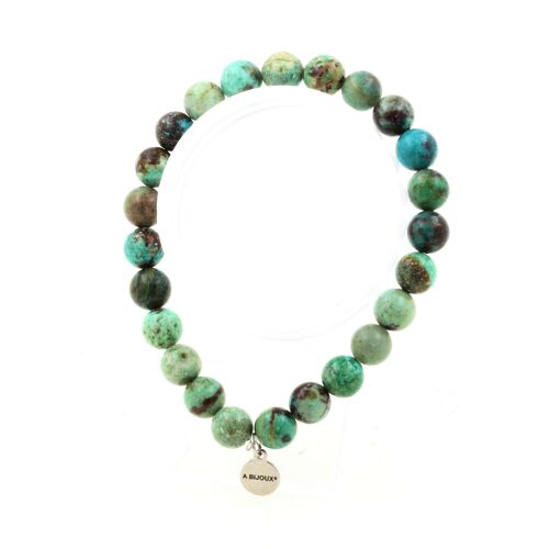 Bracelet Perles Chrysocolle de Namibie 8 mm. Qualité 7A. Fabriqué en France