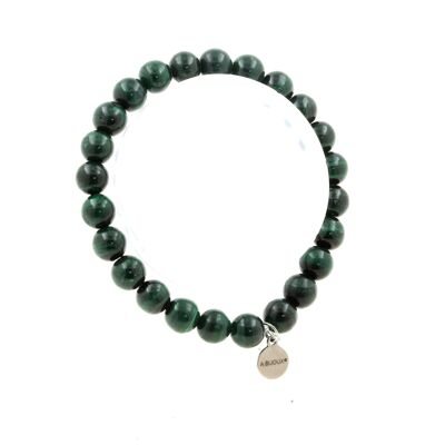 8 mm Congo Malachite Bead Bracelet. Top Quality 7A. Made in France