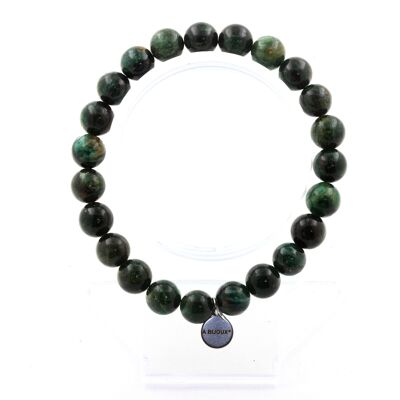 Bracciale con perle di smeraldo dello Zambia 8 mm. Qualità 3A. Fatto in Francia