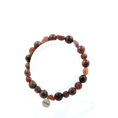 Brazilian Ruby Bracelet + Mogok Ruby Beads, Burma, Myanmar 8 mm. Quality 2A. Made in France