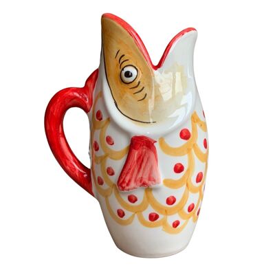 Fish pitcher 1L red - Hand painted - Made in Italy