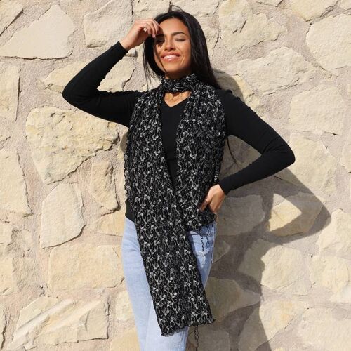 SC15 Scarf made with fine Italian lace in silver and black