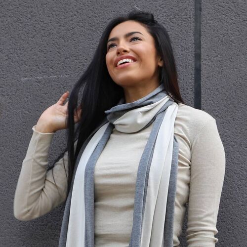 SC07 Gray and Beige Long Scarf