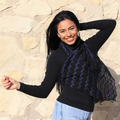 SC13 Black and blue lace scarf