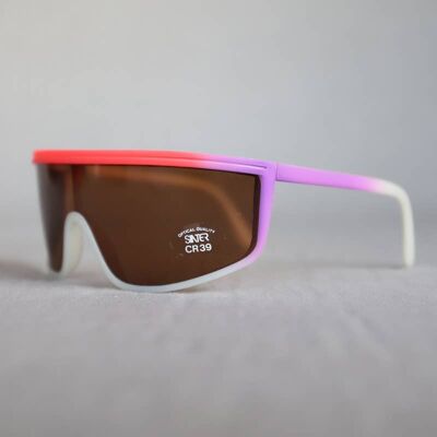 lunettes de soleil Shield vintage des années 90 monture blanche avec détails fluo