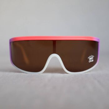 lunettes de soleil Shield vintage des années 90 monture blanche avec détails fluo 3