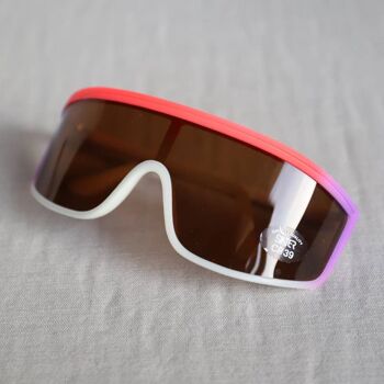 lunettes de soleil Shield vintage des années 90 monture blanche avec détails fluo 5