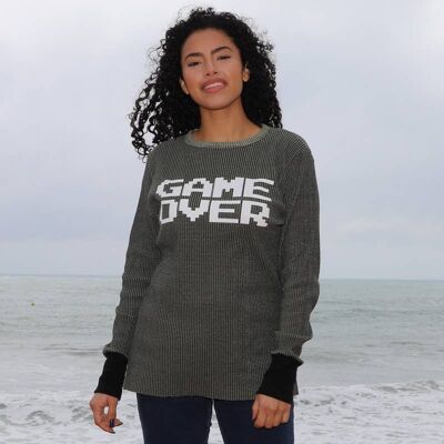 Ls735 Game Over - T-shirt a maniche lunghe, magliette in cotone, stampa ecologica